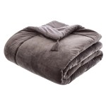 Edredon velours et pompons 80 x 180 cm Gris